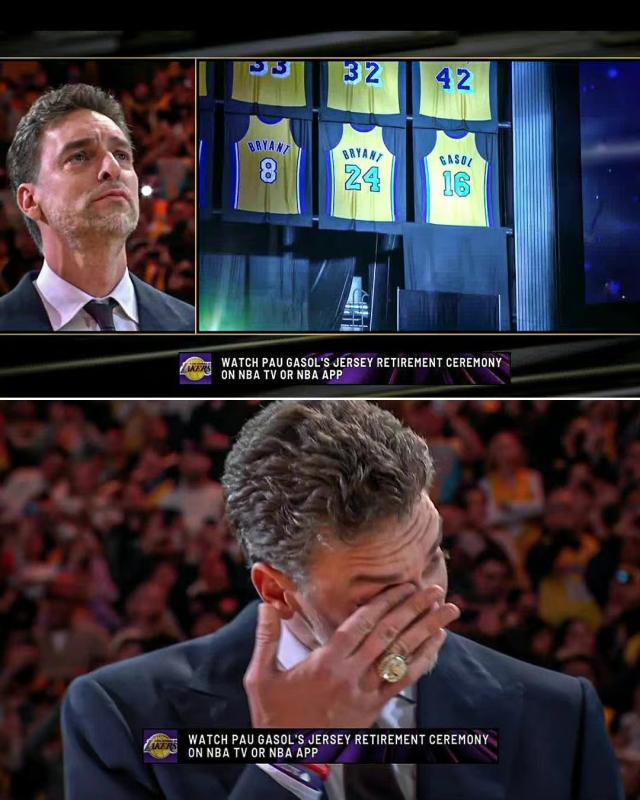 开云在线入口-16+8=24！加索尔泪洒球衣退役仪式 大伙想科比了